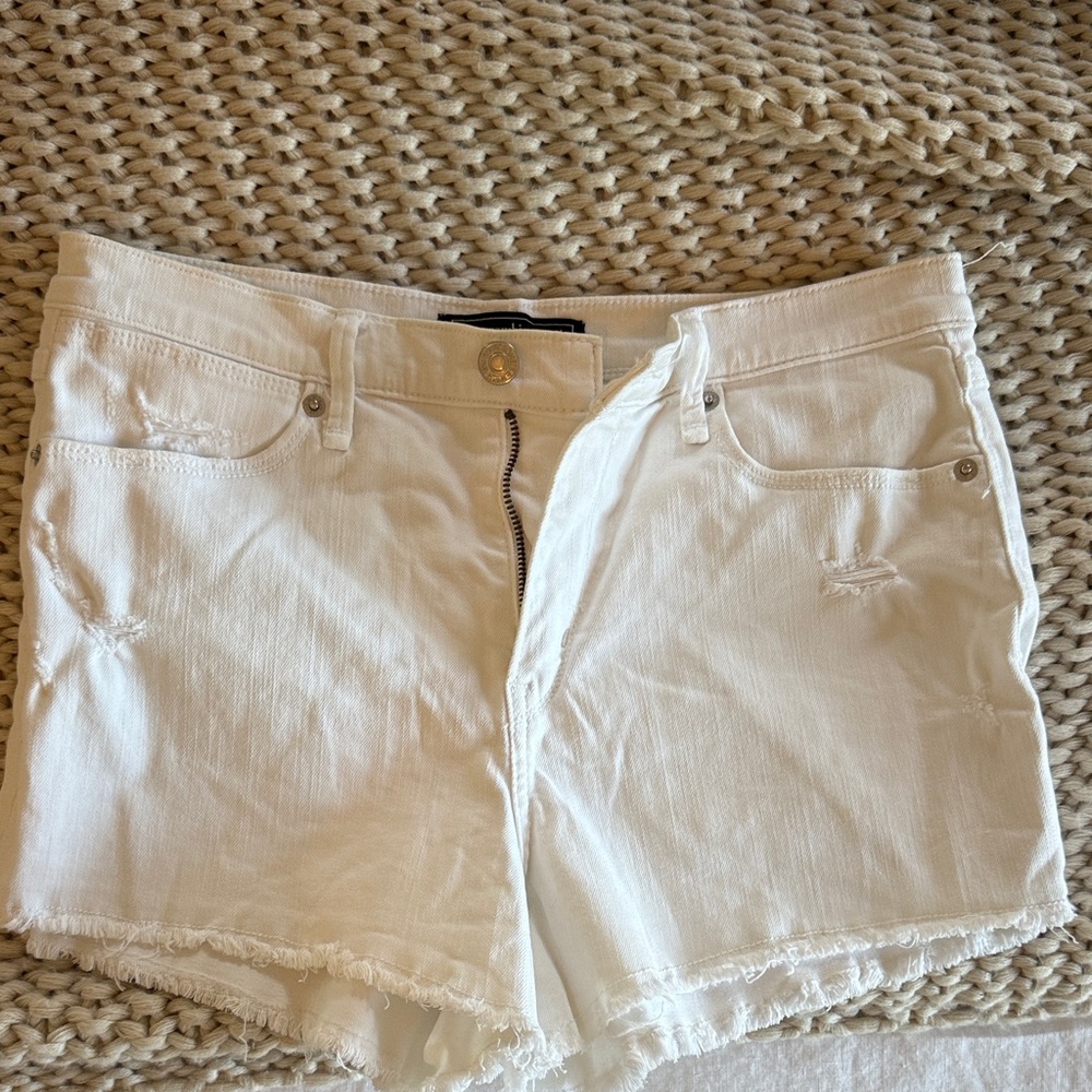 Abercrombie & Fitch white raw hem Jean Shorts